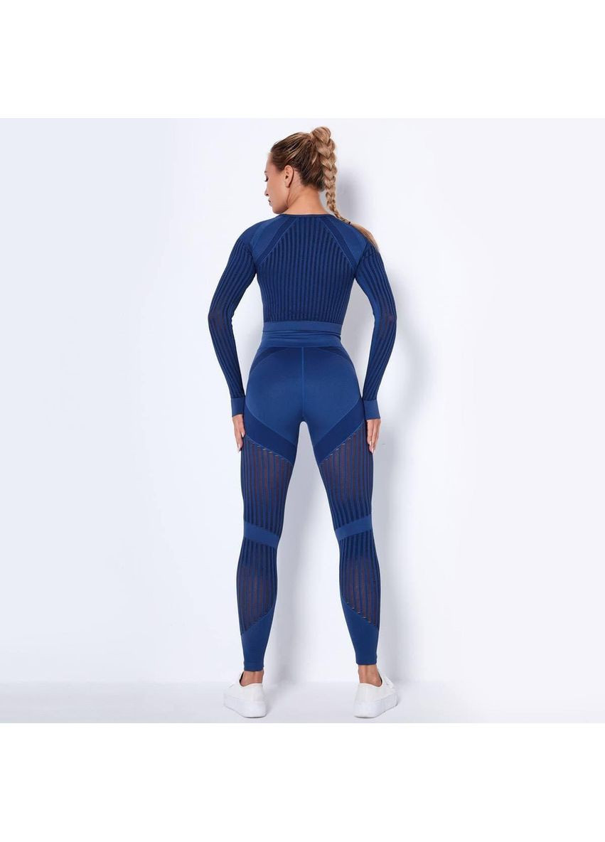 Женский фитнес костюм / Женский спортивный комплект синего цвета / Бесшовный фитнес костюм женский синий Push Up No Brand (367102210)