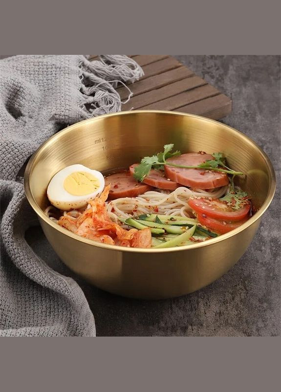 Миска из нержавеющей стали 1.8 л со шкалой объёмов Золото No Brand (304546954)