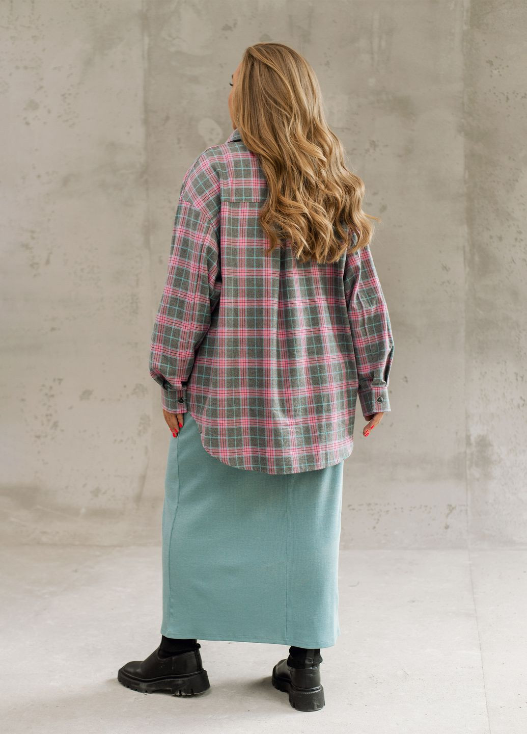 Розовая повседневный, кэжуал рубашка в клетку No Brand с длинным рукавом