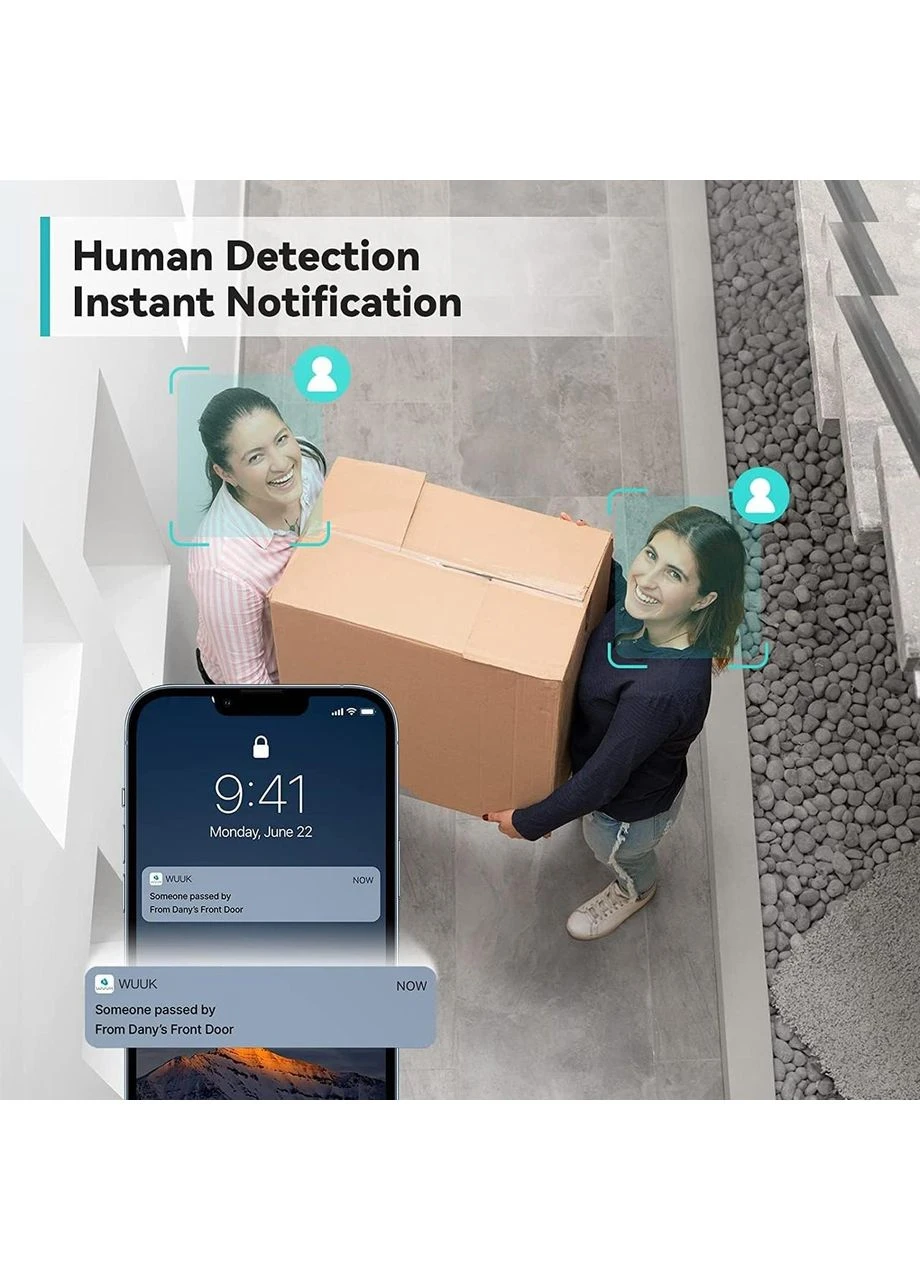 Беспроводная камера видеонаблюдения WUUK 2K WiFi с базовой станцией, цветное ночное видение, 32GB локальной памяти, IP67 No Brand (393979063)
