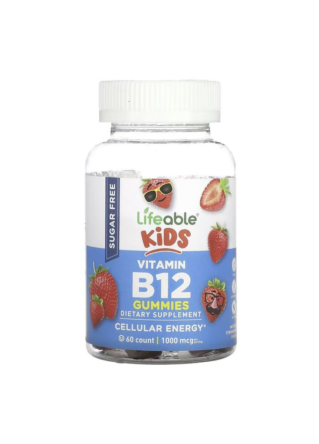 Vitamin B12 Kids, Детские жевательные мармеладки с витамином B12, 60 жевательных таблеток Lifeable (370162492)