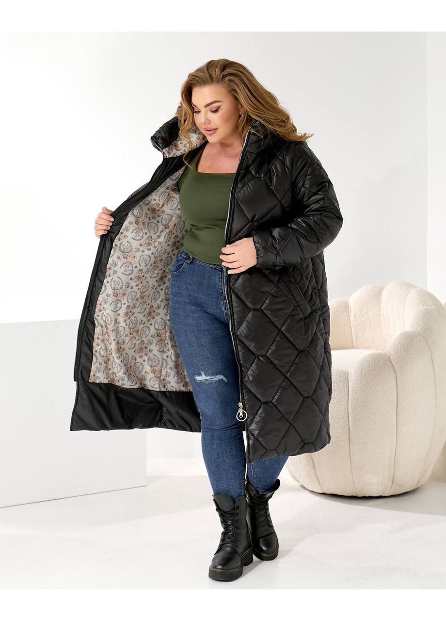 Черная зимняя ✨женская удлиненная лаковая куртка с капюшоном и карманами замеры в описании✨ куртка-пальто DK/DL Мода без кордонів