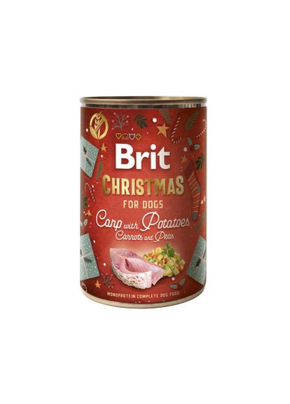 Корм вологий для собак Brit Mono Protein Christmas Carp with Potatoes різдвяна вечеря з коропом і картоплею 400 г Brit Care (337415500)