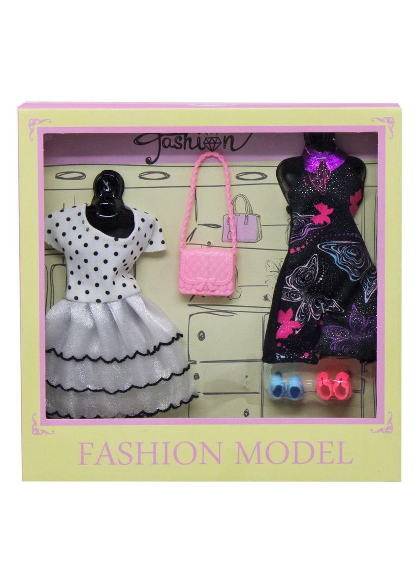 Одежда для куклы 2 платья, сумочка, обувь Вид 1 (8810В-1/3) MIC (362426458)