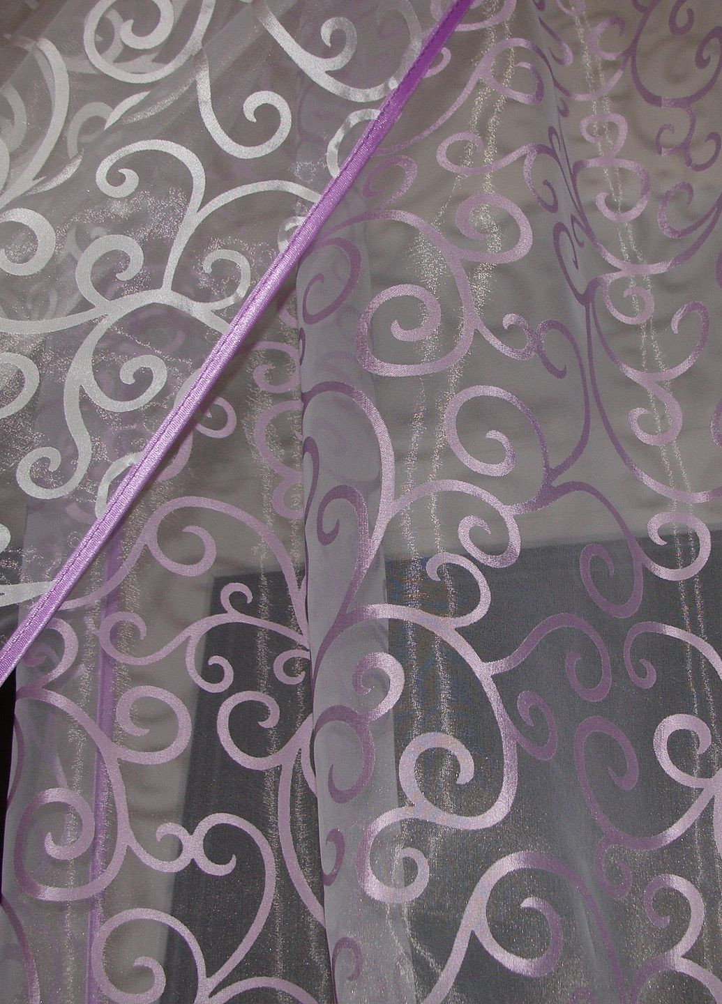 Комплект тюль до подоконника карниз 200см сиреневый с белым (70_1к) Firanka Venzel (364502921)