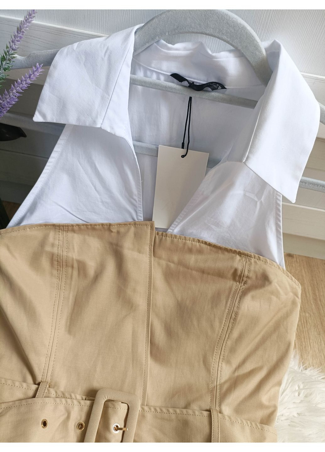 Комбінований топ із коміром хальтер Zara (354816897)