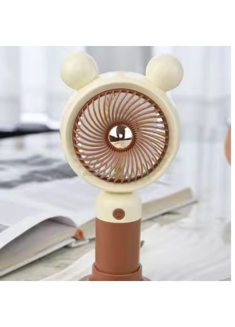 Ручной аккумуляторный мини вентилятор с ушками подставкой для телефона 3 режимами зарядка USB Коричневый No Brand (361385285)