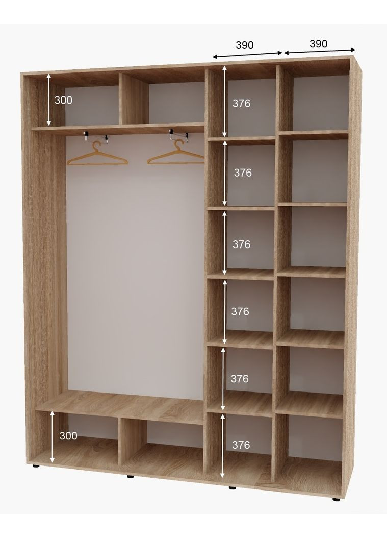 Шкаф-купе двухдверный 200*45*220 см Дуб Сонома 2 двери ДСП Алекса (356770377)