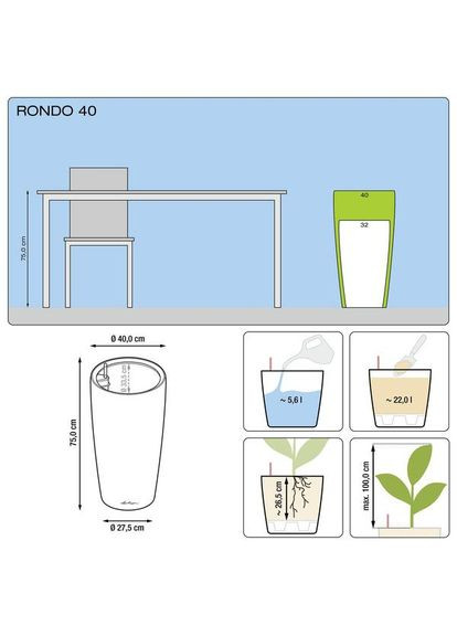 Умный вазон Rondo Premium 40 22 л белый 15740 Lechuza (316620866)