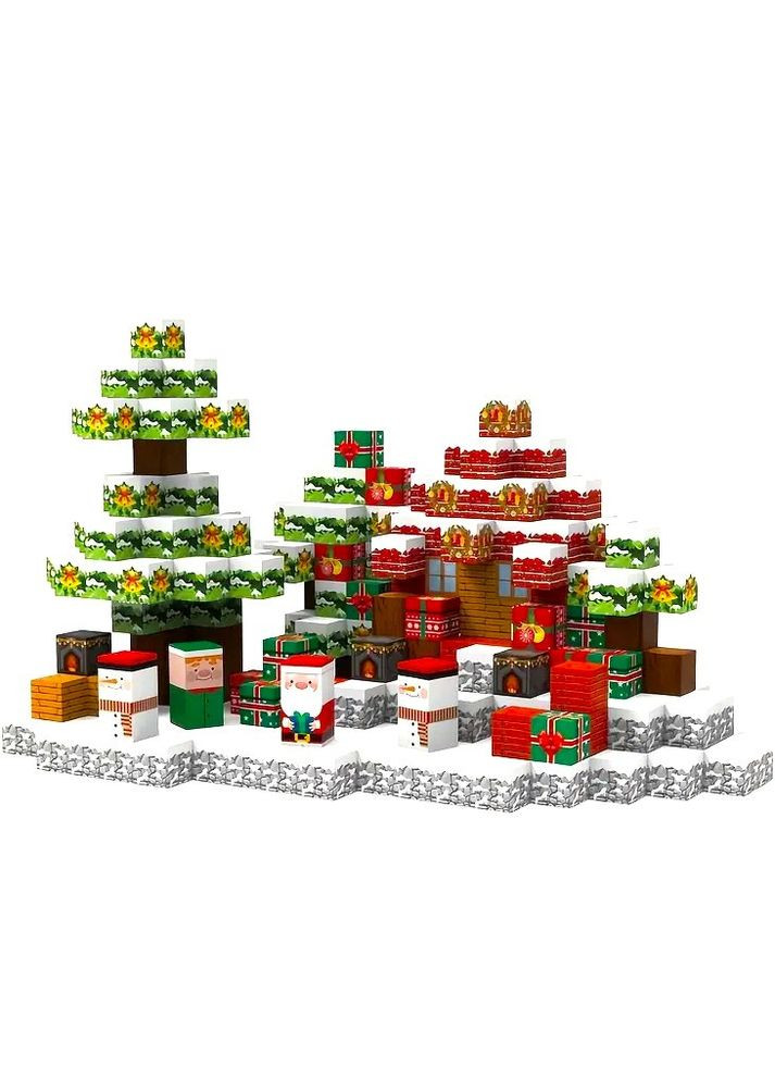Магнітний конструктор Майнкрафт 150 кубиків казковий будинок Святого Миколая Minecraft (367184636)