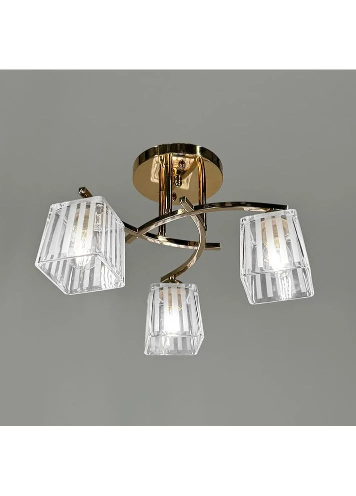 Люстра стельова LNF-17531/3 FGD золото з прозоро-смугастим плафоном Light House (379924986)