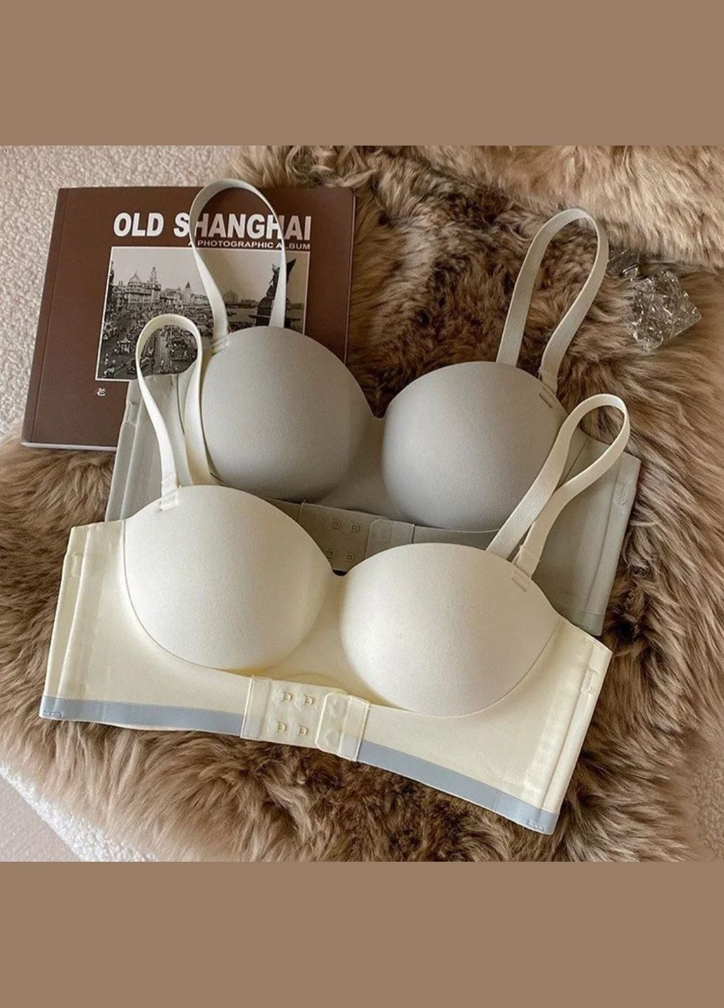 Світло-жовтий безшовний бюстгальтер жіночий з ефектом push up ліфчик оливкового кольору безшовний No Brand без кісточок нейлон