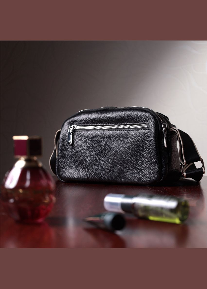 Сумка на два отделения из натуральной кожи черная 22592 Vintage (329197723)