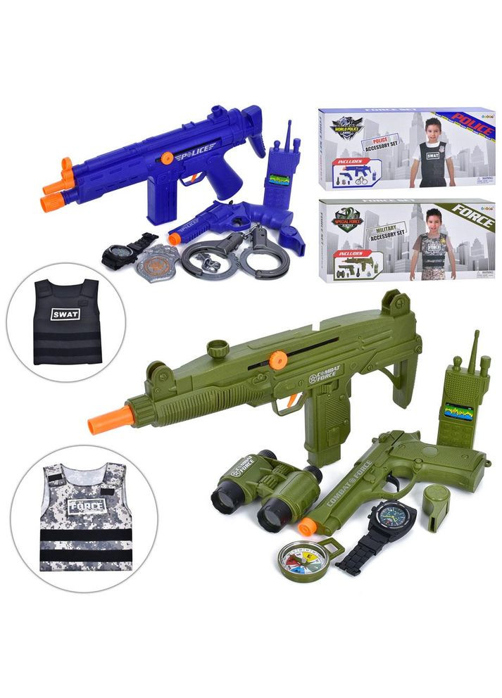 Набор с оружием игрушечный трещотка, автомат 37см, пистолет/револьвер, жилет, рация, 2 вида 36210-20 Metr+ (302292564)