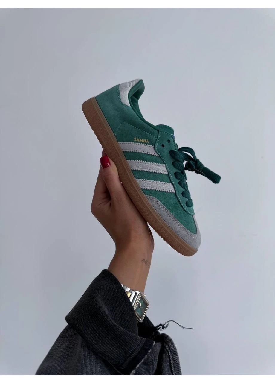 КРОСІВКИ ЖІНОЧІ ADIDAS SAMBA OG GREEN GREY АДІДАС САМБА СІРІ No Brand сірі демісезони (391063558)