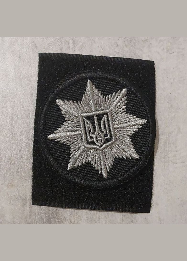 Шеврон Кокарда Поліція чорно-сіра (чорна окантовка) 6 см No Brand (336381838)