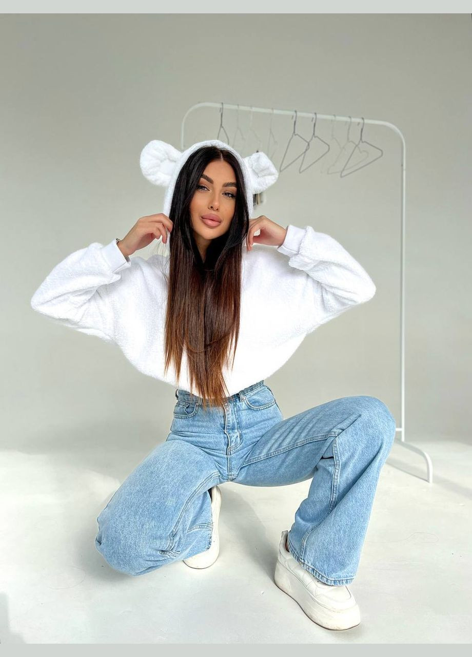 Теплий м'який худі з хутра з капюшоном, приємний до тіла молочний. No Brand 243 (302815222)