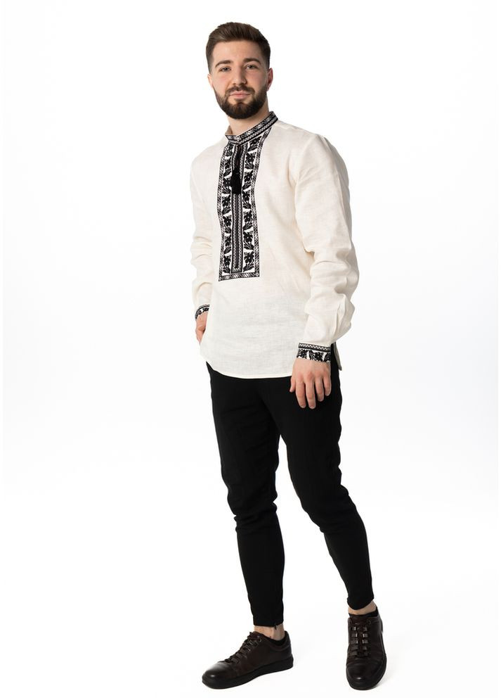 Молочна вишиванка чоловіча із лляного полотна (fm2158) Folk Moda (365729677)
