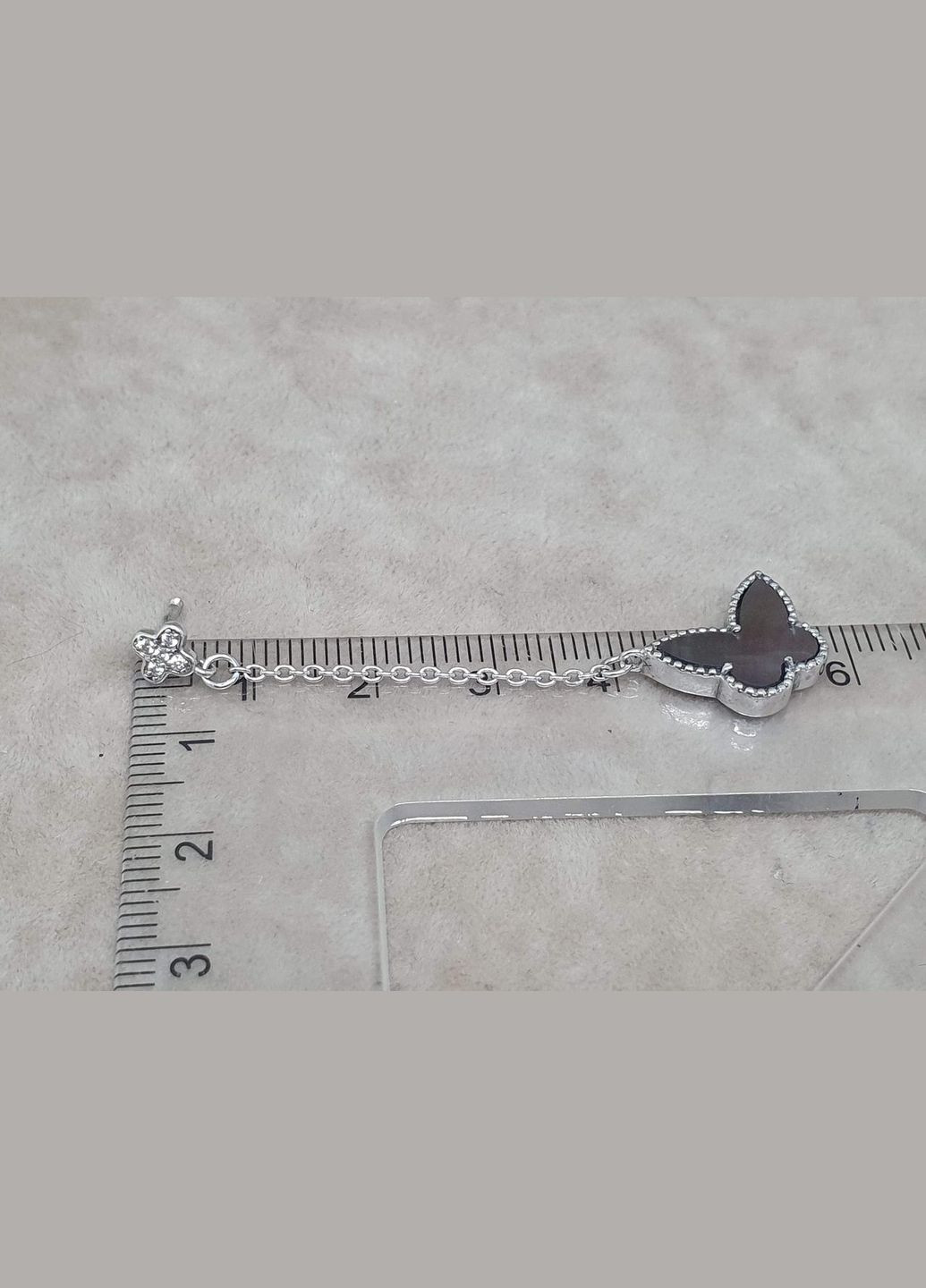 Срібні сережки-пуссети Метелики з перламутром. 82626Ч Aurora (315832227)