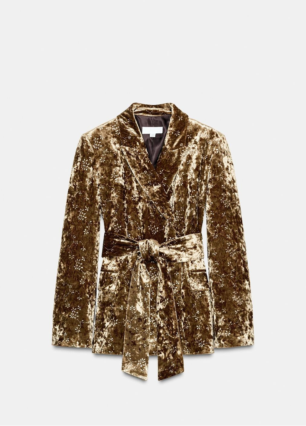 Золотой женский жакет Zara с цветочным узором - демисезонный