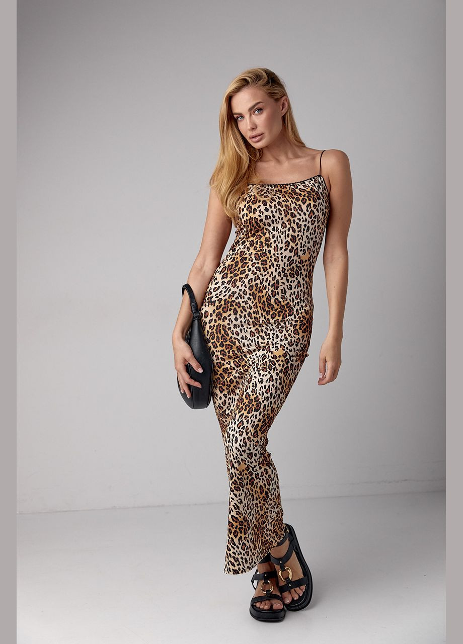Леопардовий сарафан на бретелях-гумках - коричневий Lurex (296470772)