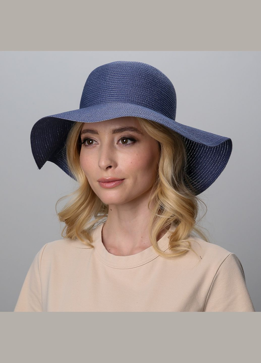Шляпа со средними полями женская синяя SAMANTA LuckyLOOK 855-374 (291412291)