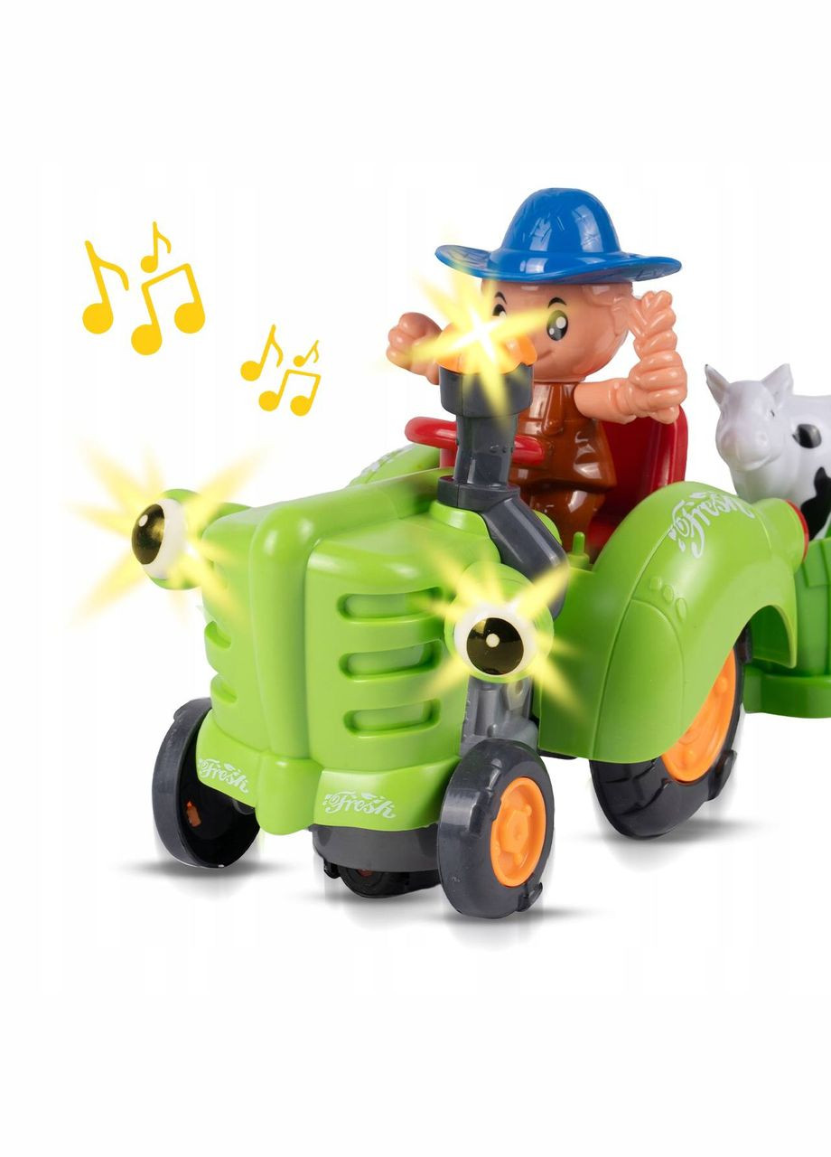 Детский музыкальный зеленый трактор HD 963 со съемным прицепом, музыкальными и световыми эффектами TK Group (338851448)
