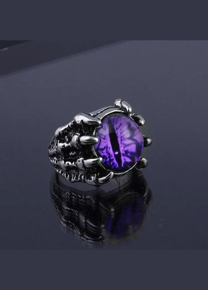 Містична чоловіча каблучка фіолетове око дракона тримає лапа розмір регульований Fashion Jewelry (285780991)