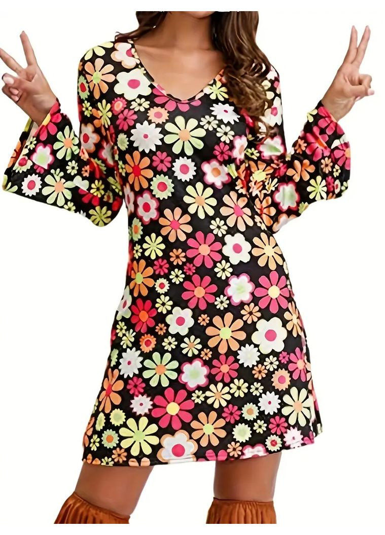 Чорна вечірня сукня SHEIN з квітковим принтом