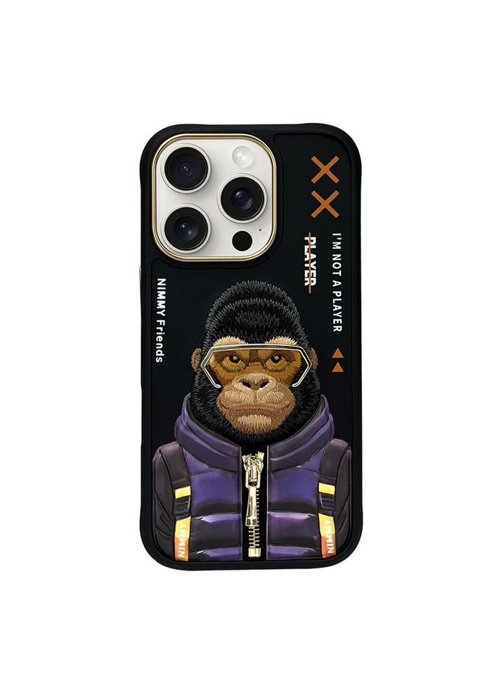 Чохол TPU+PC Nimmy 3D with Metal Buttons для iPhone 16 Pro Max Gorilla Black No Brand (335008387)