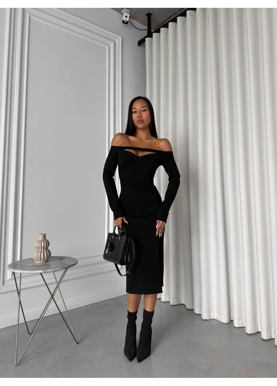 Черное вечернее платье-футляр с эффектом утяжки – соблазнительная элегантность 💋 (замеры в описании) DK/DL Мода без кордонів однотонное