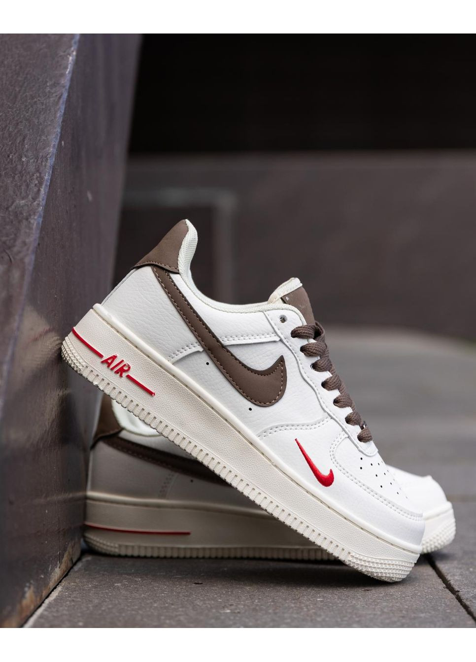 Белые демисезонные кроссовки мужские nike air force 1 low ‘07 essenti mocco найк аир форс 1 премиум No Brand