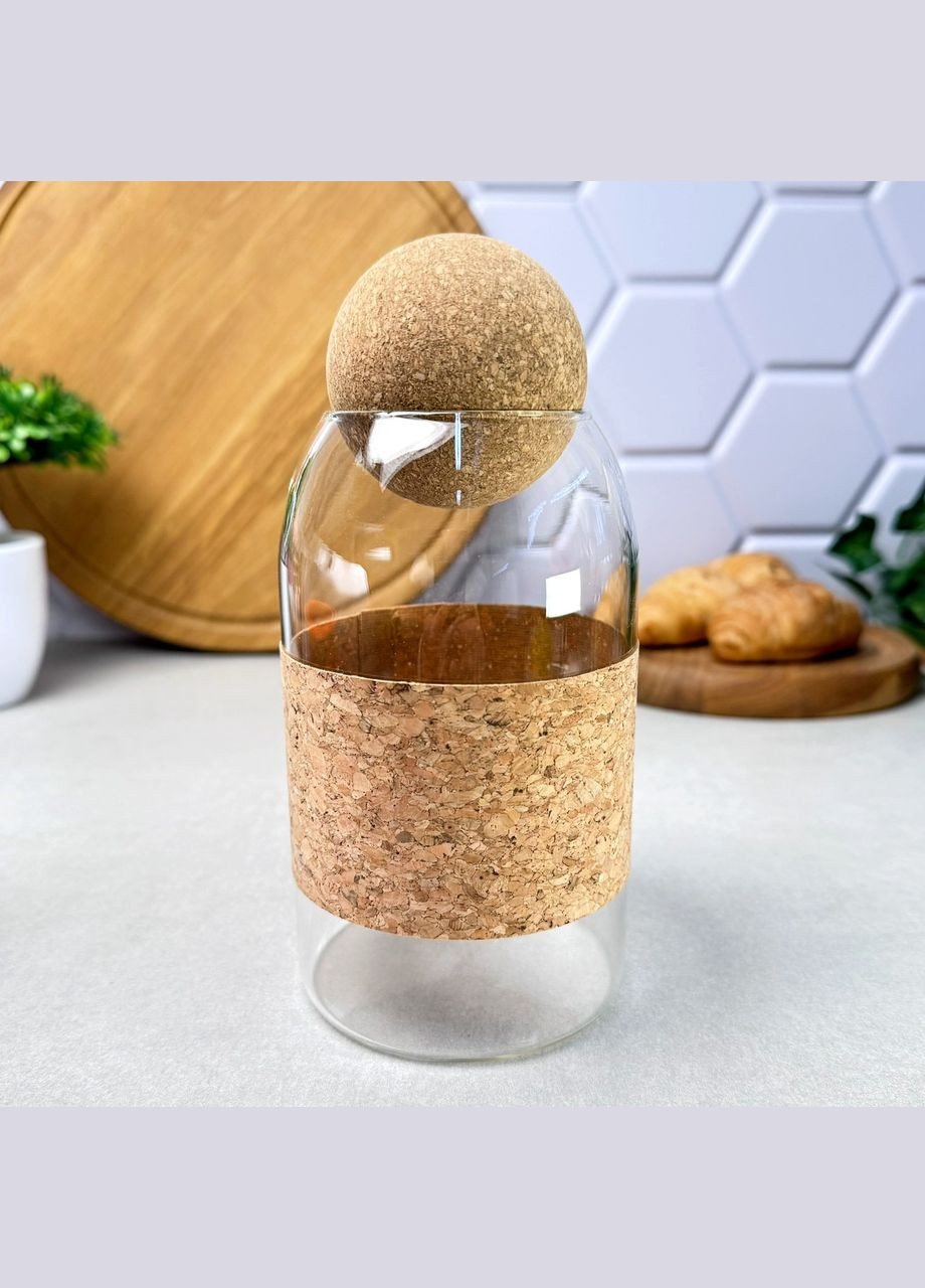 Стеклянная банка с пробковой крышкой-шариком 800 мл Cork No Brand (315633505)