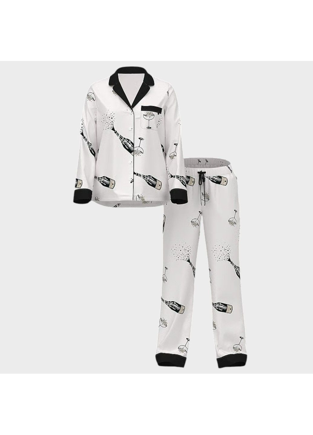 Белая всесезон пижама сатинова glazed satin long pajama set Victoria's Secret