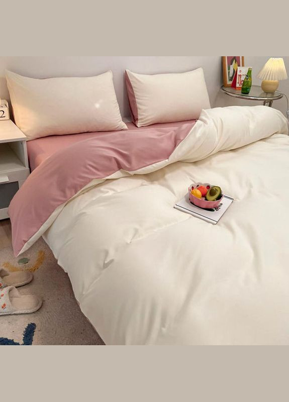 Постільна білизна ДУЕТ Пломбірне морозиво/Пудра Ранфорс Євро MERISET (278255871)