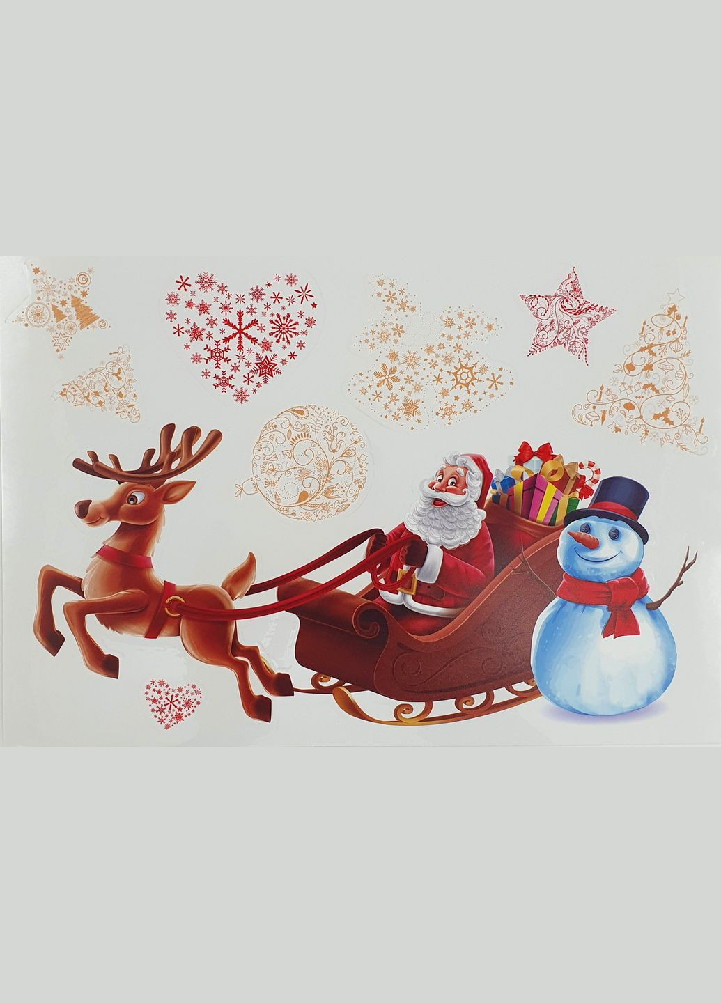 Набір новорічних наклейок 4 в 1, багаторазові наклейки новорічні 4 листи 22,5 х 33 см Melinera (303355385)