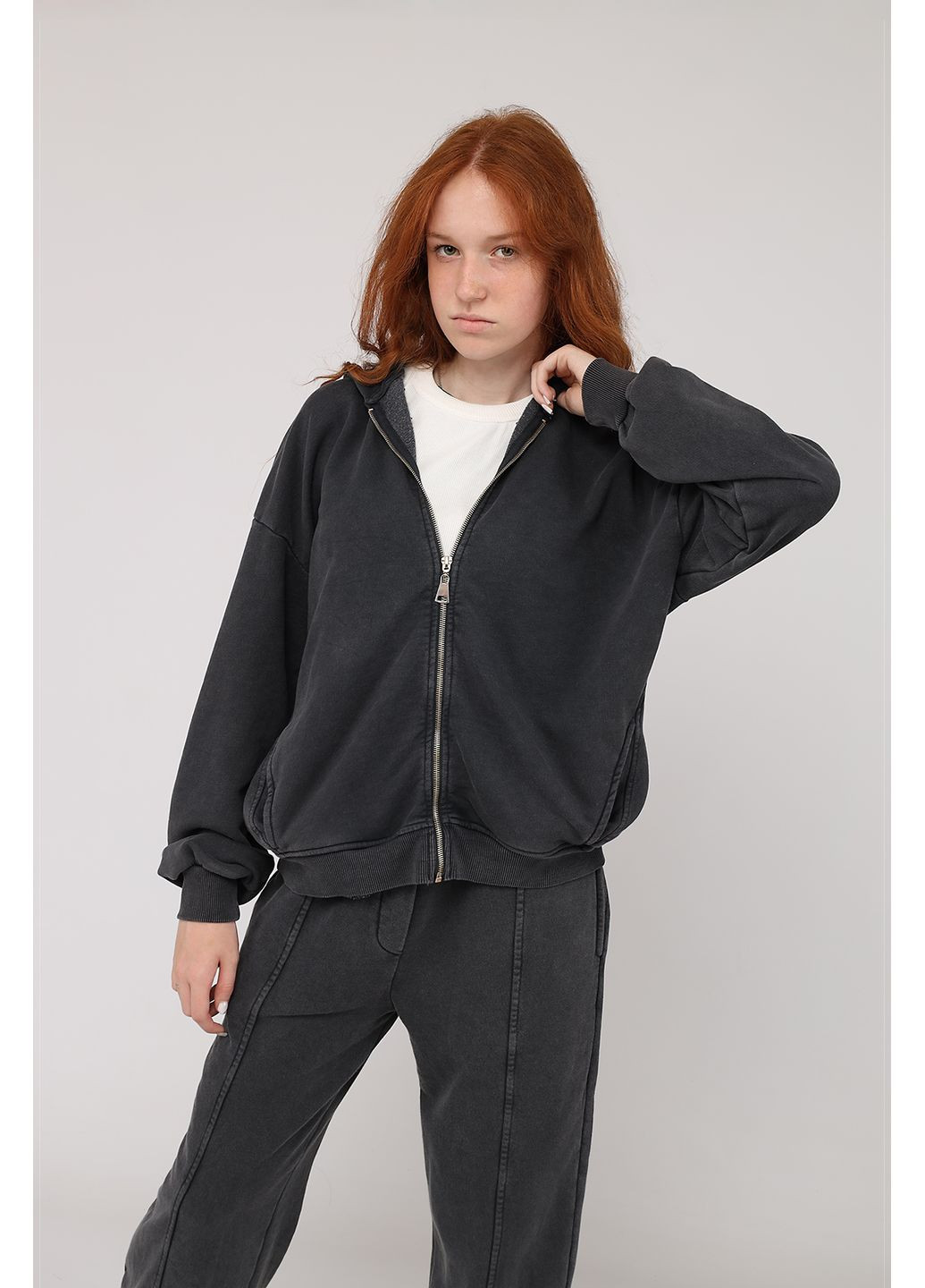 Толстовка на блискавці жіноча колір темно-сірий CB-00283753 Yuki (361400937)
