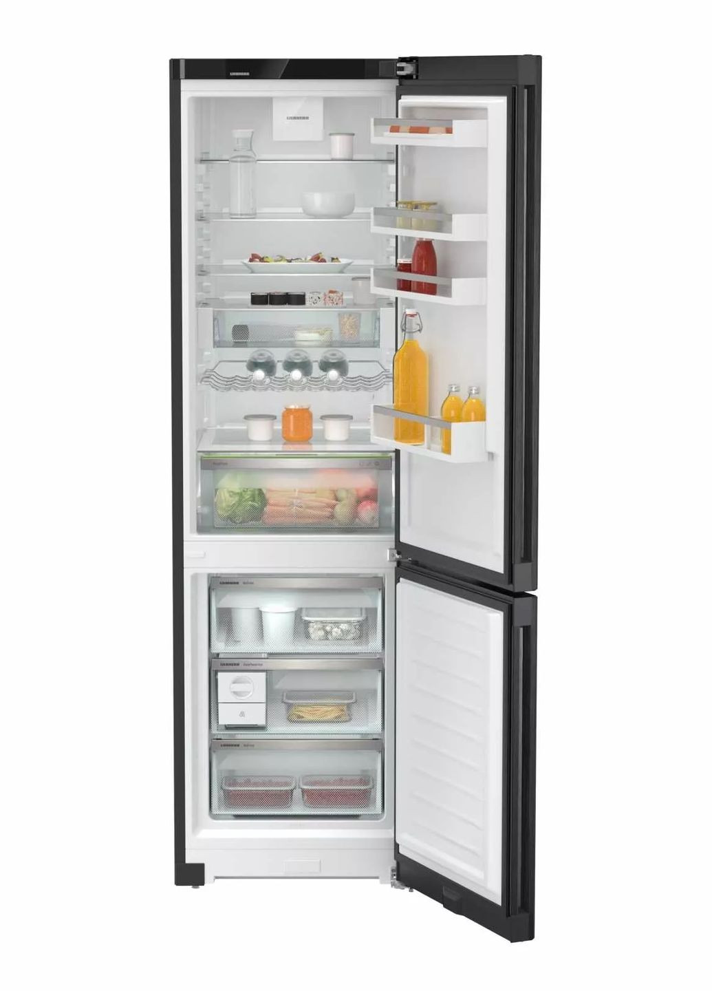 Холодильник із нижн. мороз., 201.5x59.7х67.5, холод.відд.-266л, мороз.відд.-94л, 2дв., А+++, NF, диспл внутр., чорний LIEBHERR (314834496)