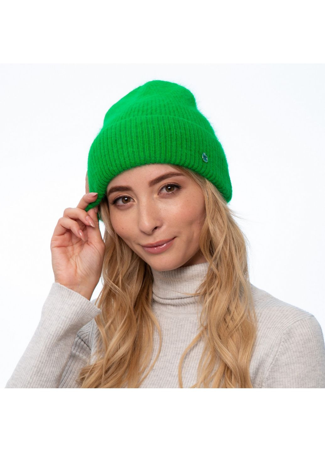 Шапка біні жіноча ангора зелена LORETTE LuckyLOOK 261-426 (322790423)