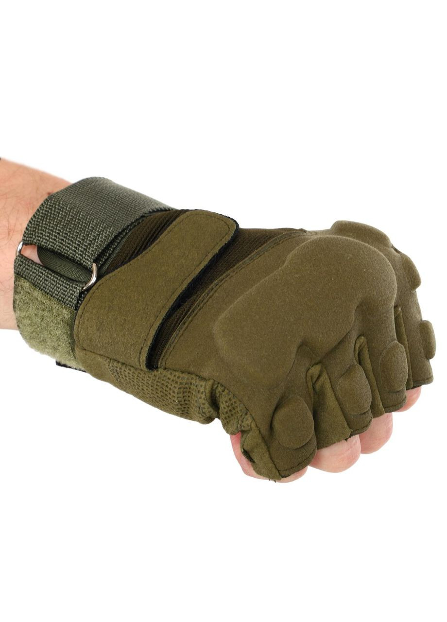 Перчатки тактические с открытыми пальцами (PL, кожзам, р-р, ) (BC-8811_Оливковый_XL) SP-Sport (354703798)