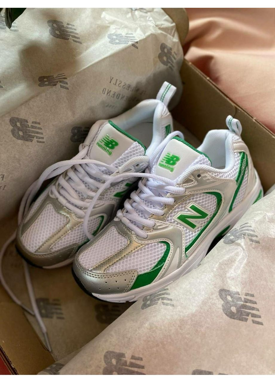 КРОССОВКИ ЖЕНСКИЕ NEW BALANCE 530 WHITE GREEN НЬЮ БЕЛАНС 530 No Brand серые демисезоны (368885437)