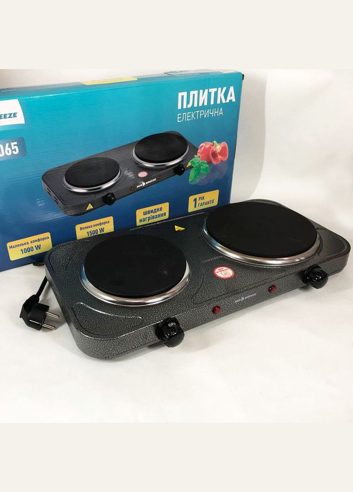 Настільна плита електрична SB-065 2500 Вт, Електроплита подвійна, двоконфоркова настільна Sea Breeze (365670318)