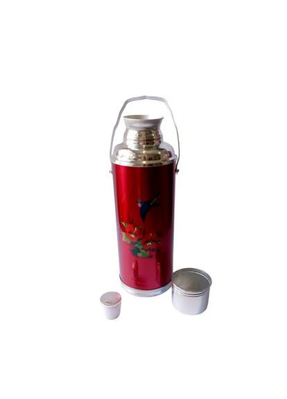 Термос зі скляною колбою металевий корпус 1.2 л червоний No Brand (300079466)