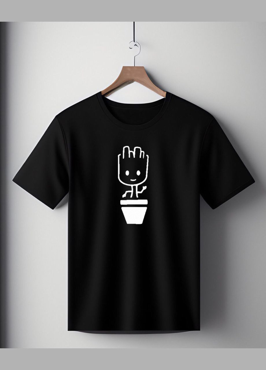 Футболка черная оверсайз унисекс с принтом "Грут" Handmade (308245005)