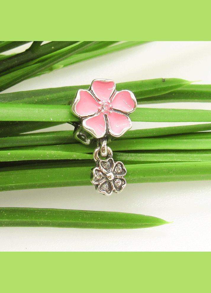Серебряный шарм "Цветочки" с эмалью No Brand (350667377)