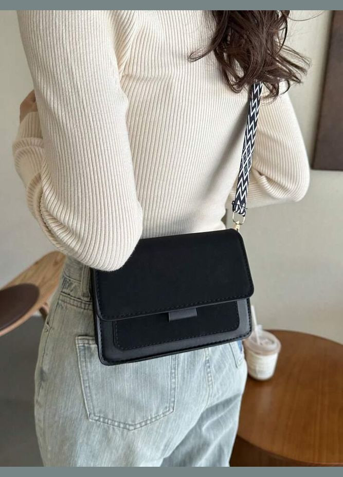 Женская сумка кросс-боди бархатная велюровая замшевая черная No Brand (290665322)