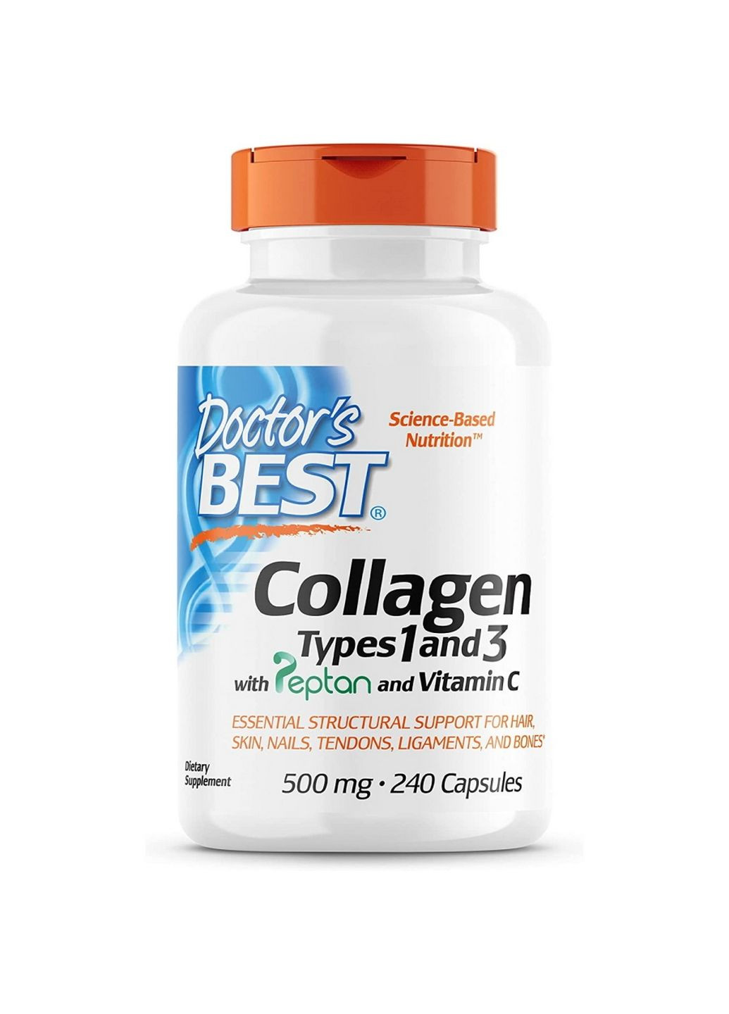 Препарат для суглобів і зв'язок Collagen Types 1&3 500 mg, 240 капсул Doctor's Best (295898888)