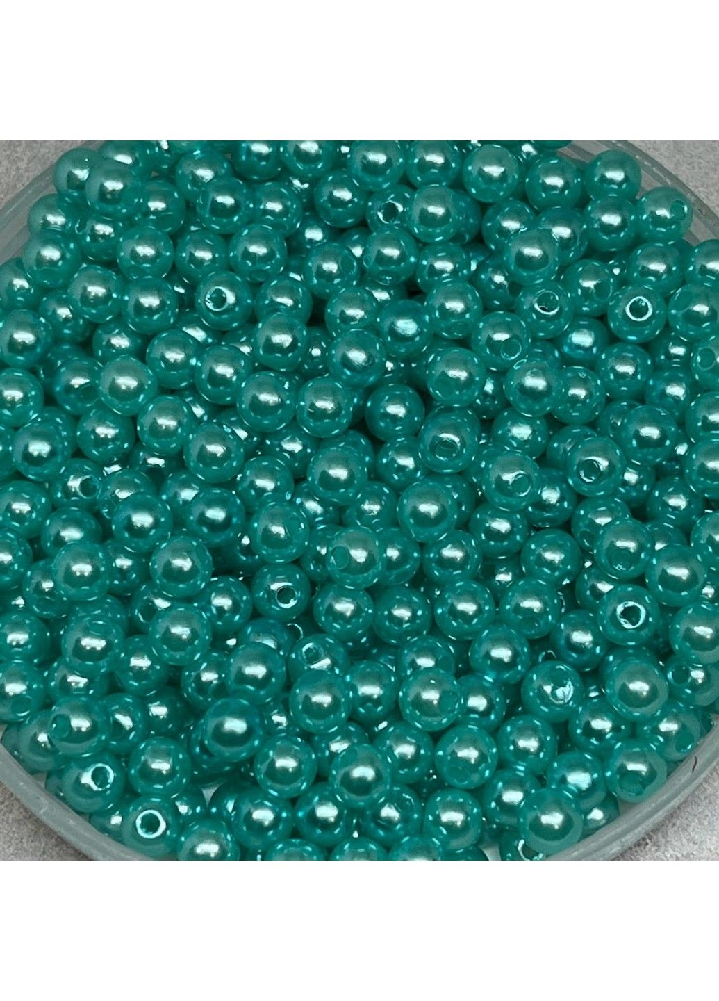 Бусины (пластиковые, круглые) Ø6 мм, цвет-бирюзовый, упаковка ≈20 грамм (примерно 196-210 ш) No Brand (303282354)