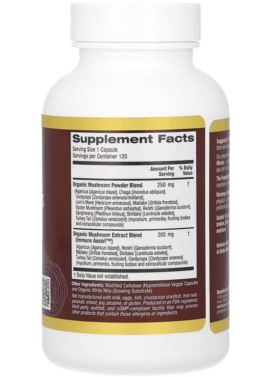 Чага та комплекс лікувальних грибів, (MushRex Plus) 120 капсул, California Gold Nutrition (350314577)