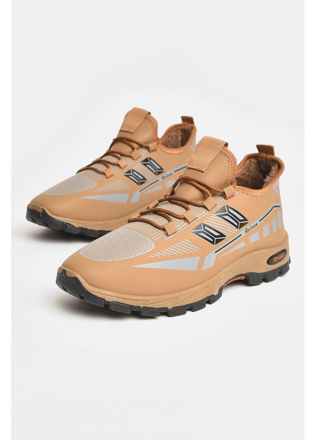 Світло-коричневі Зимовий кросівки чоловічі на штучному хутрі світло-коричневого кольору Let's Shop